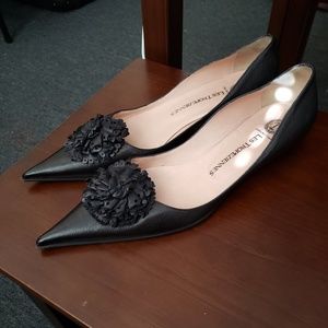 LES TROPEZIENNES KITTEN HEEL BLACK PUMPS